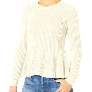 ELLA MOSS flared hem sweater jrs S MIA ribbed knit crewneck pullover Small